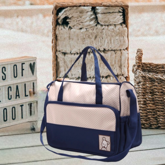 Banner Bonnie 4 Pcs Navy Mommy Bag Set Diaper Tote Bottle Lunch Bags Diaper Pad - Picture 9 of 10